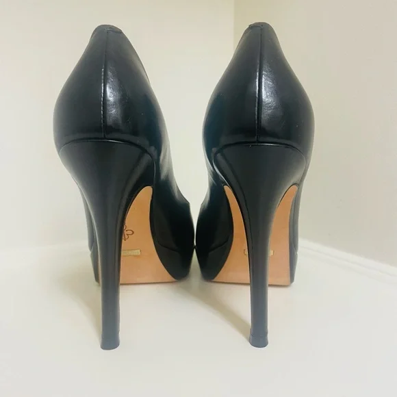 Cole Haan, Nike Air, Black Leather, Open Toe Pumps. Size 8 - Picture 6 of 9